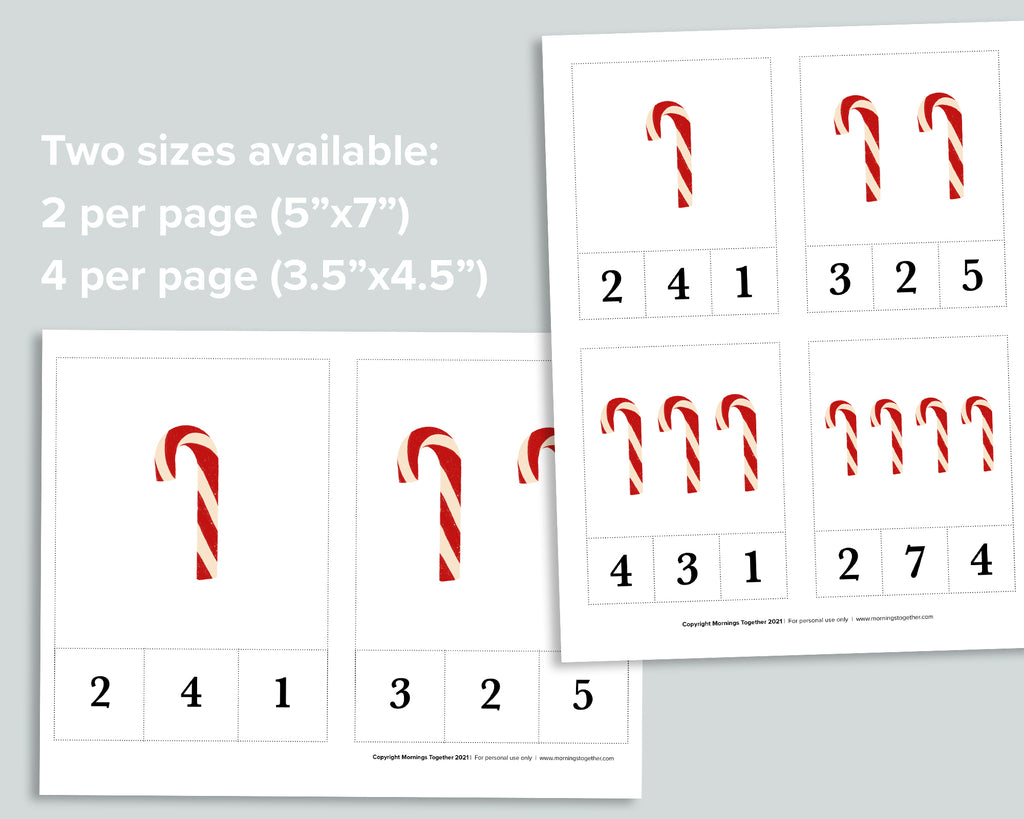 Candy Cane Count and Clip Cards