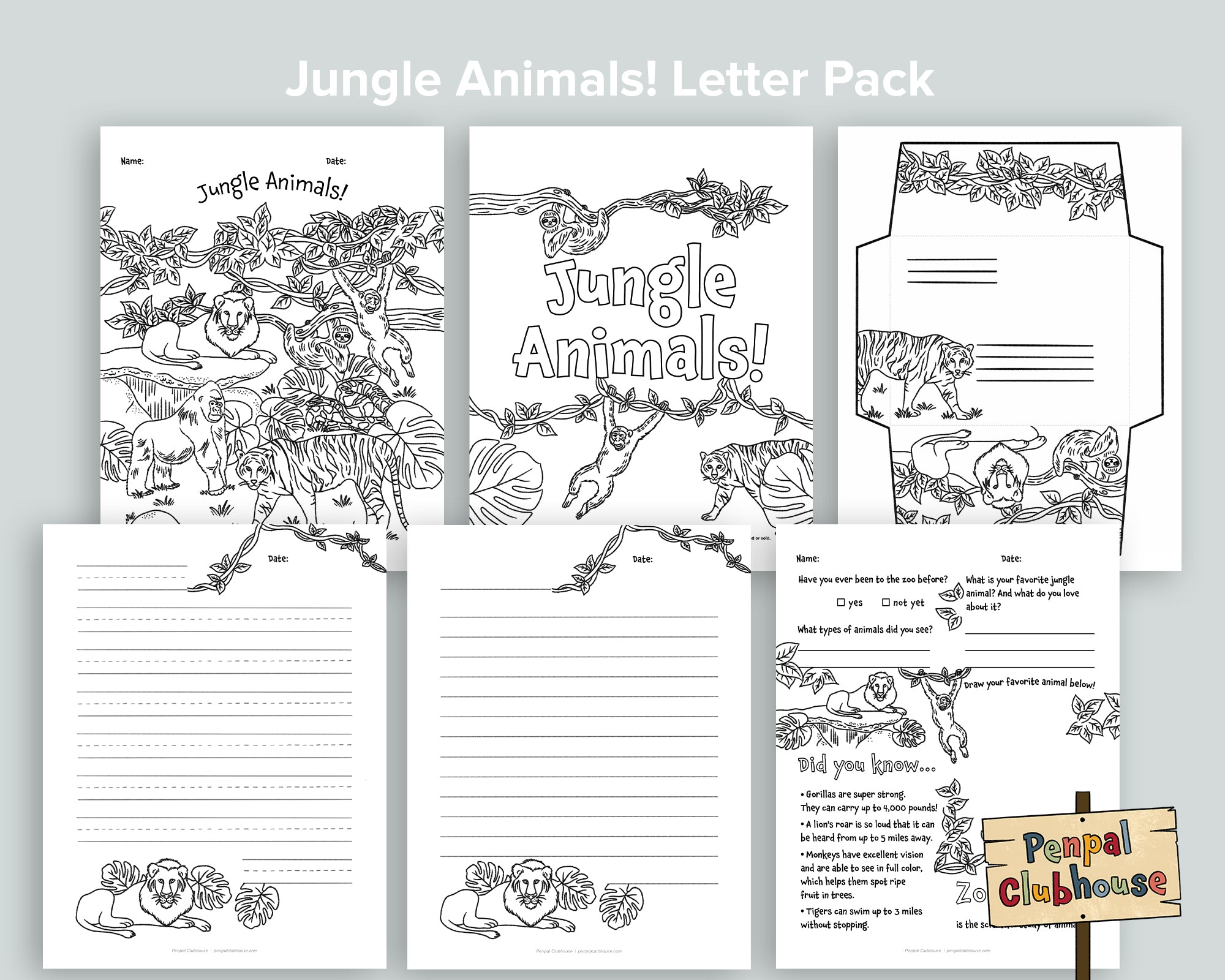 Jungle Animals Letter Pack