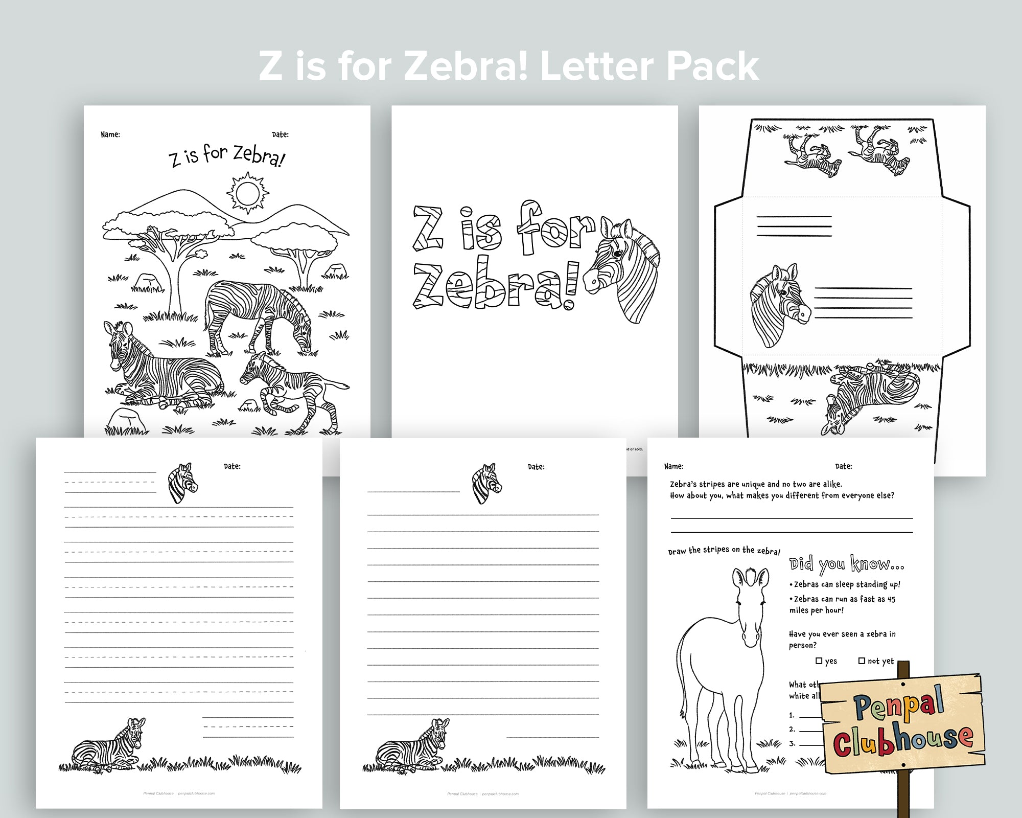 Z is for Zebra Letter Pack
