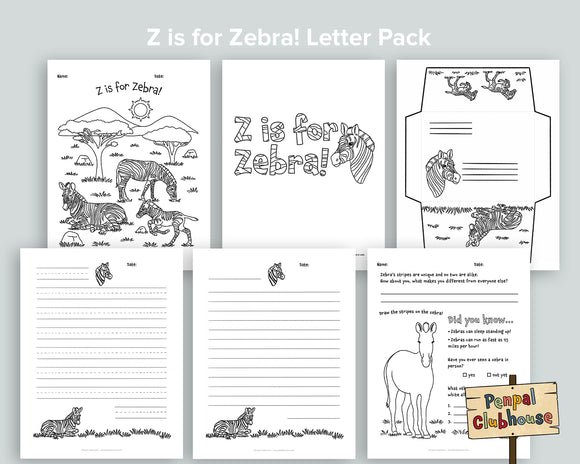 Z is for Zebra Letter Pack