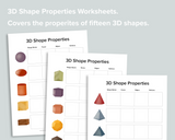 3D Shapes Worksheets