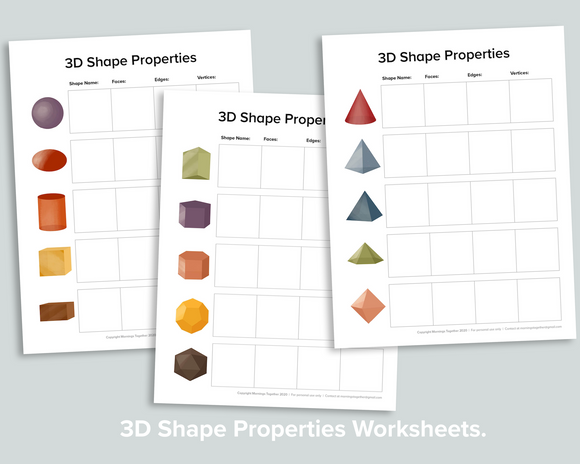 3D Shapes Worksheets