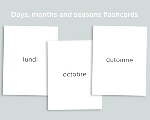 Days Months Seasons Flashcards (French)