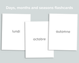 Days Months Seasons Flashcards (French)