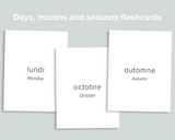 Days Months Seasons Flashcards (French)
