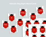Editable Bug Sight Word Cards Freebie