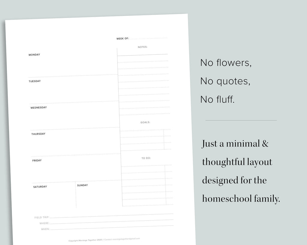Minimalist Homeschool Planner