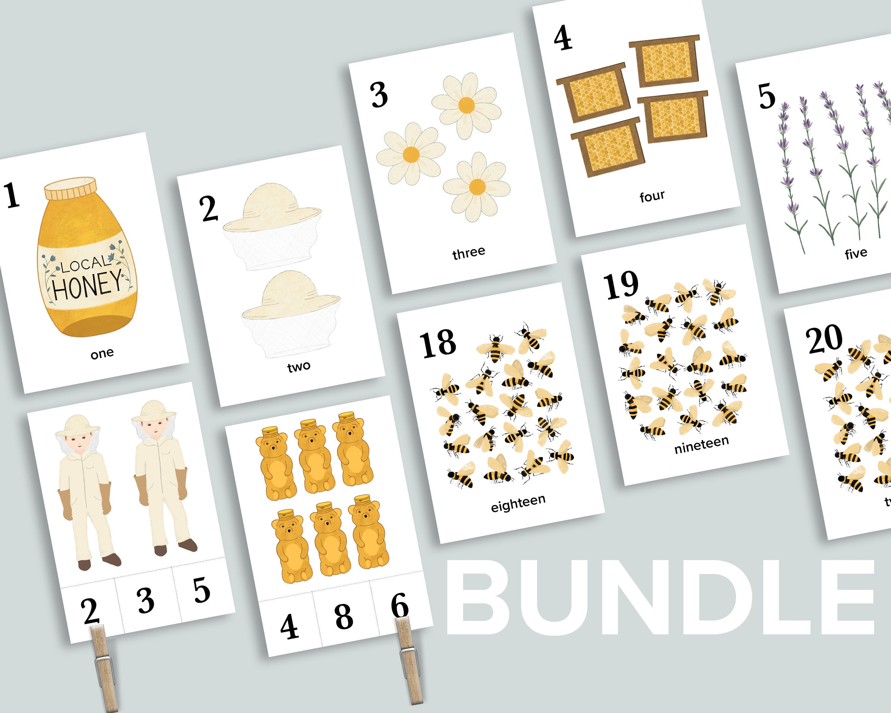 Bee Counting Cards Bundle