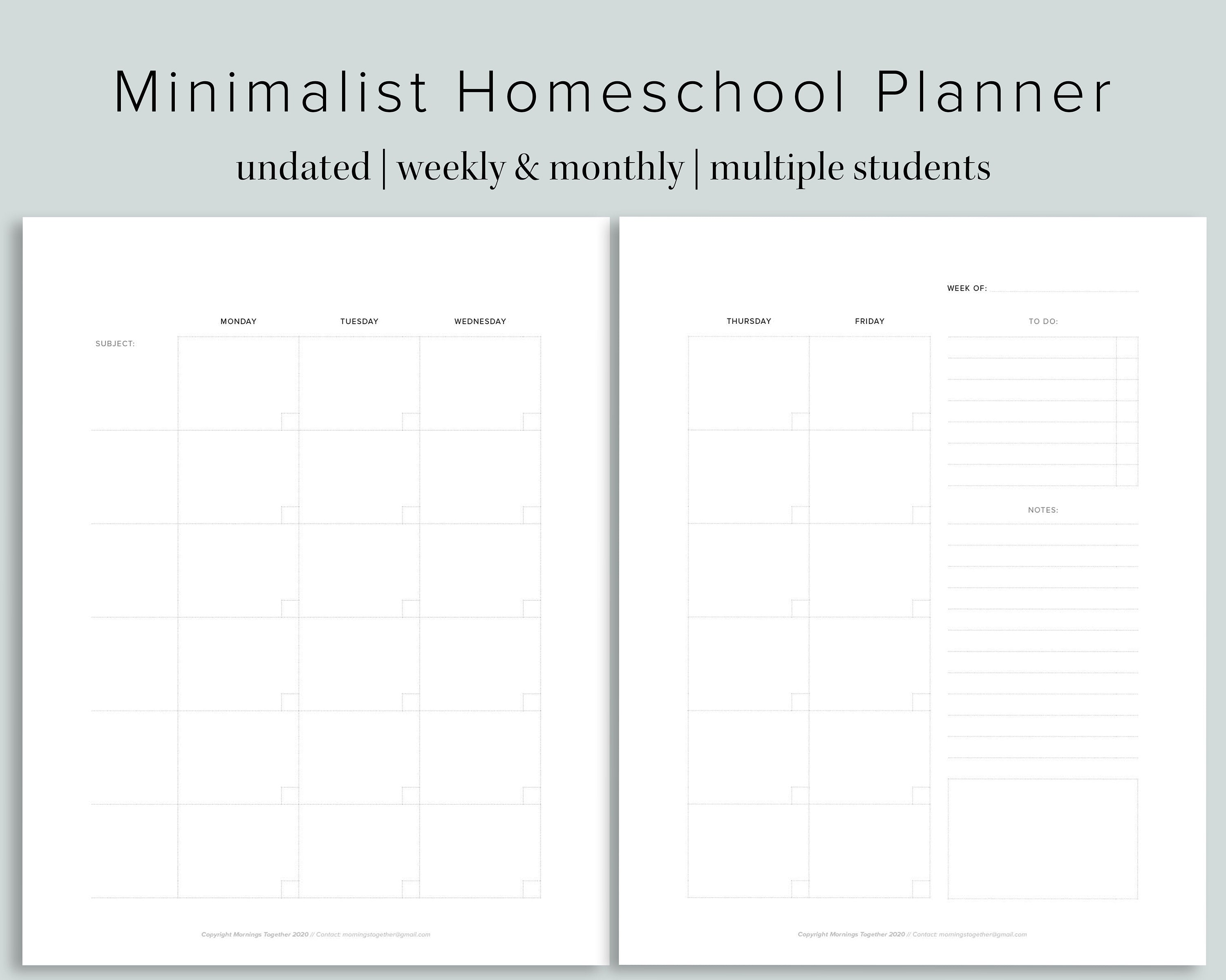 Minimalist Homeschool Planner