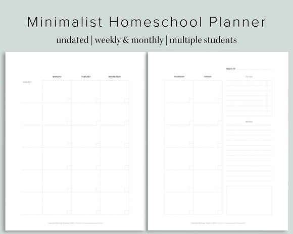 Minimalist Homeschool Planner