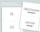 Number Cards 0-20 (Spanish)