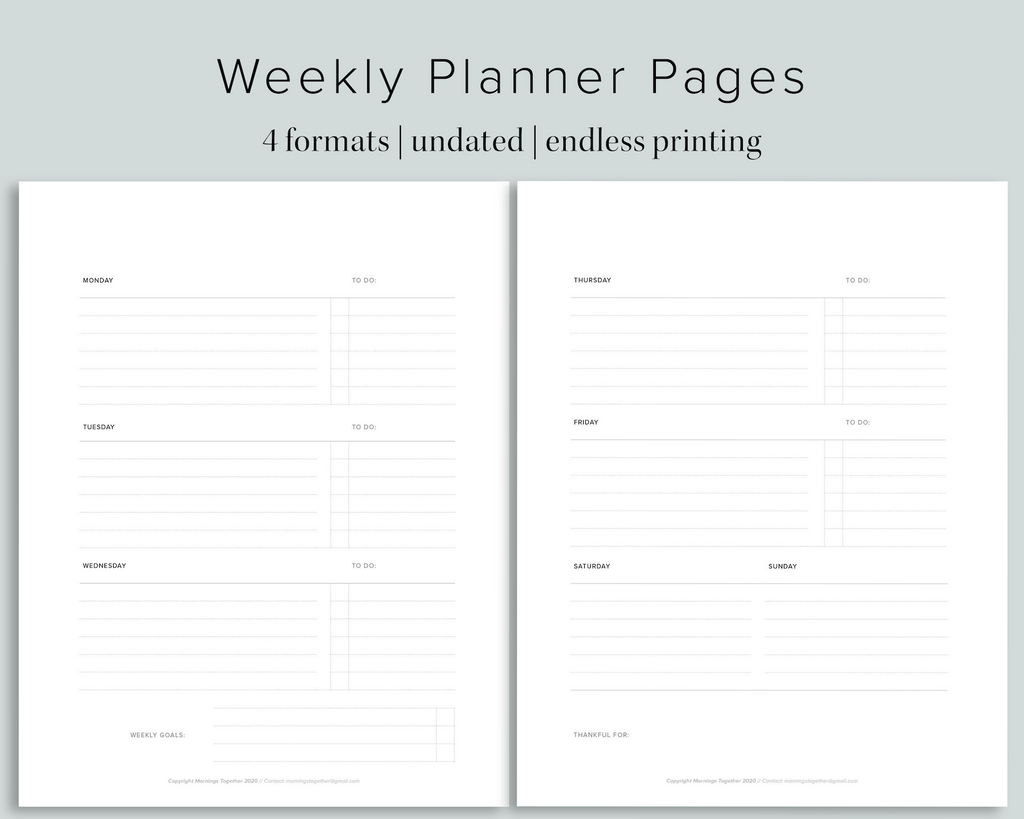 Minimalist Weekly Undated Planner