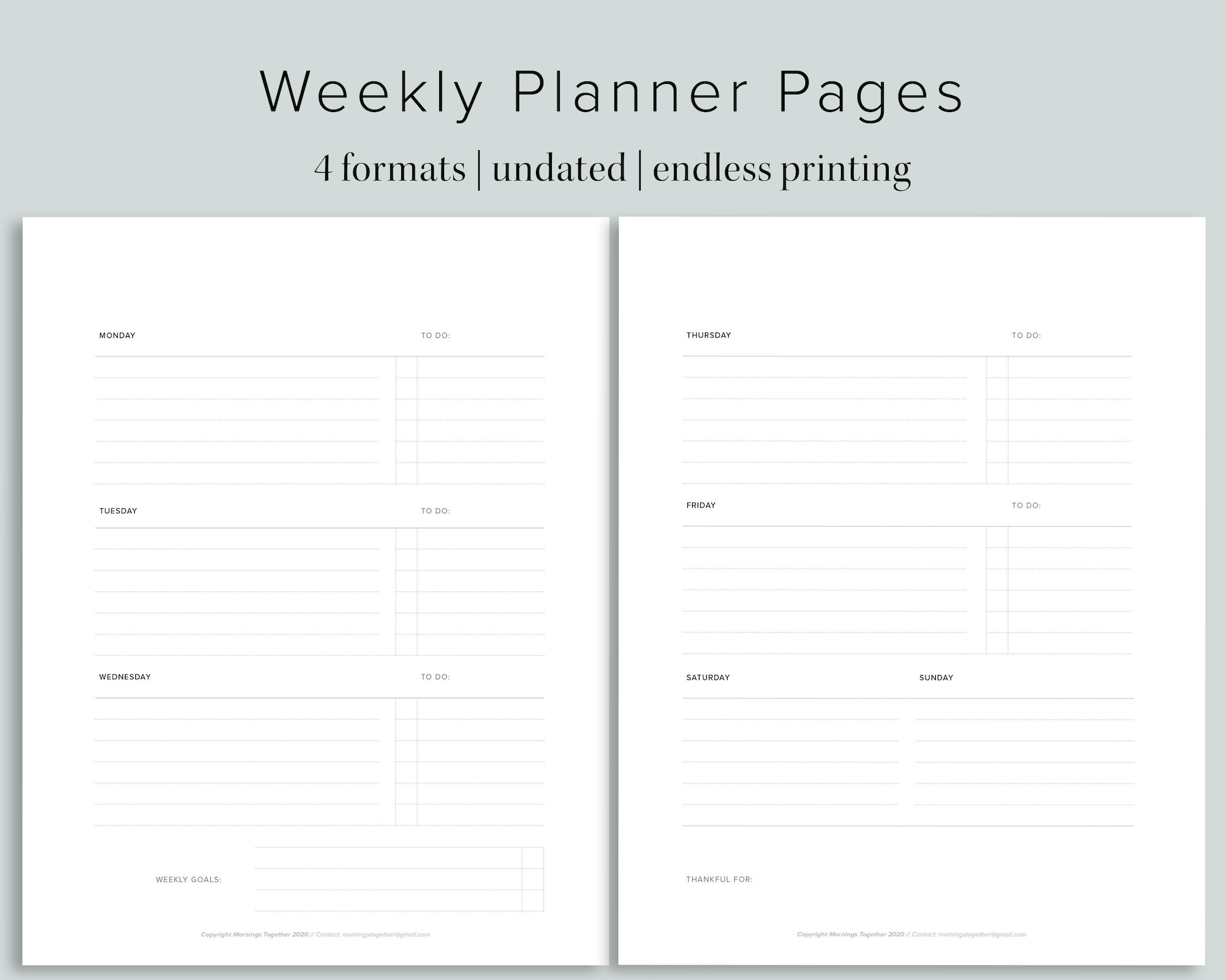 Minimalist Weekly Undated Planner