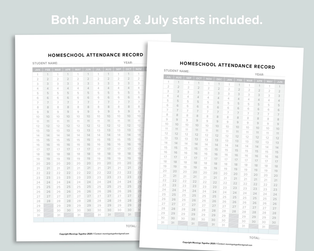 Homeschool Attendance Record