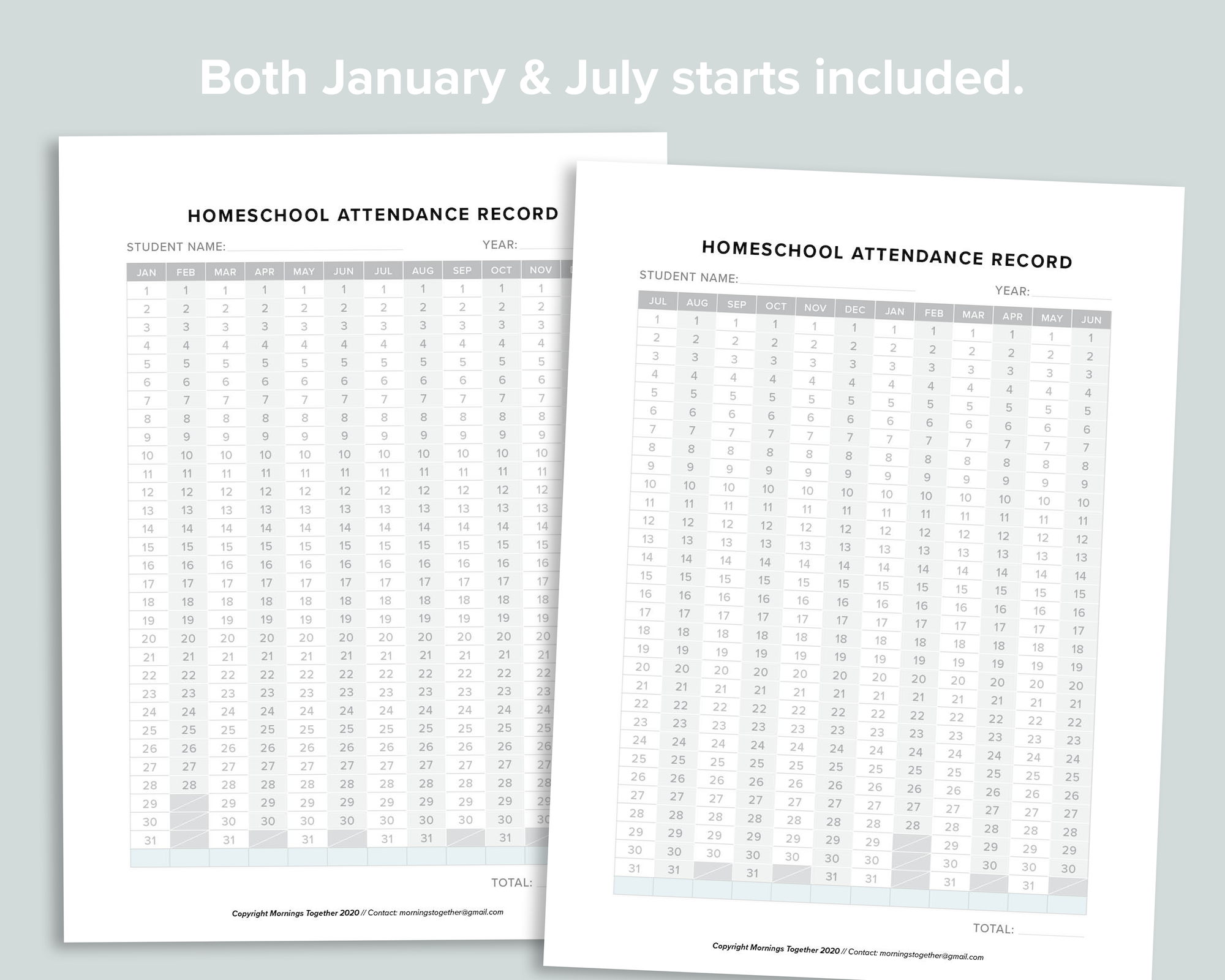 Homeschool Attendance Record