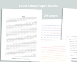 Lined School Paper Pages
