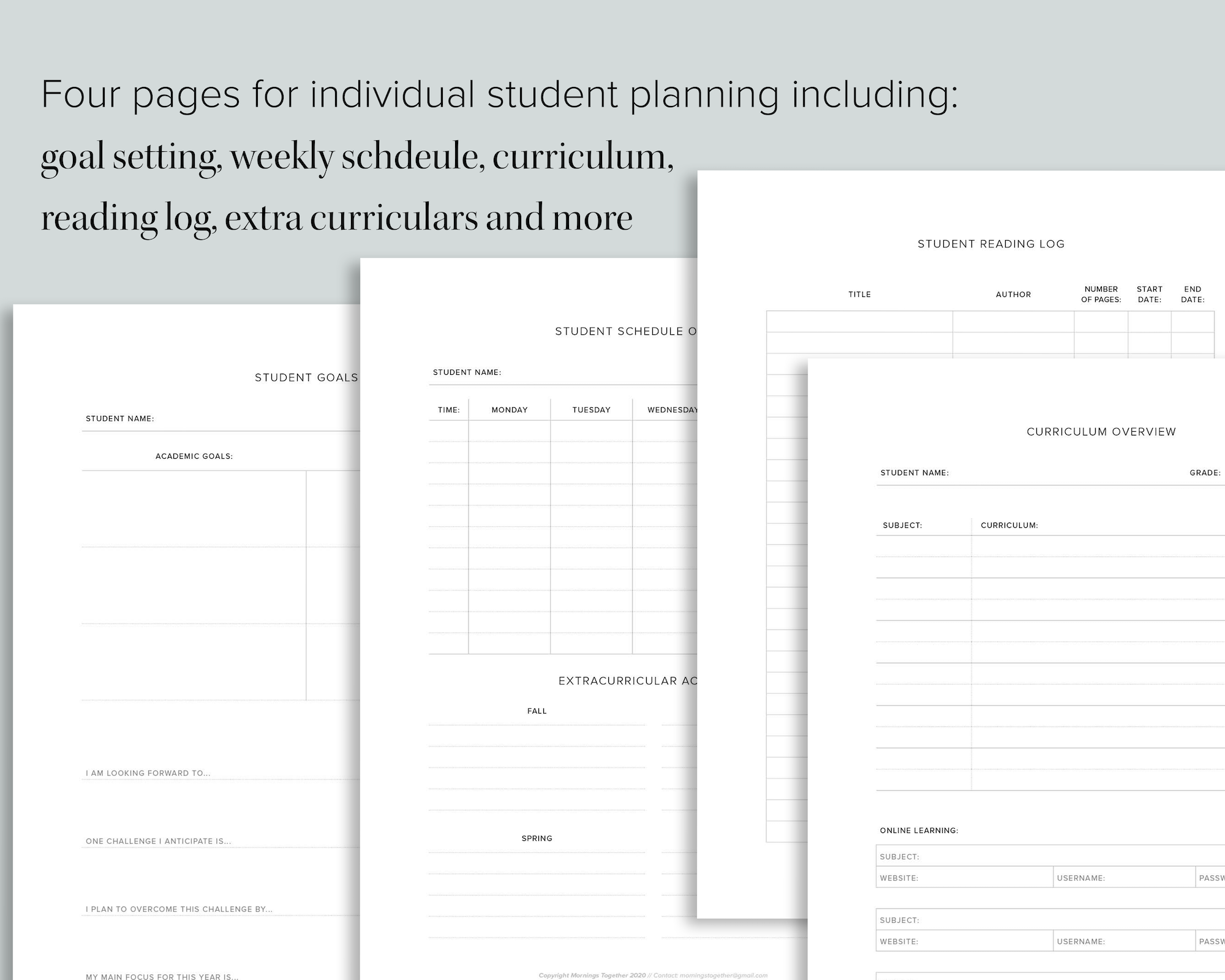 Homeschool Curriculum Planner