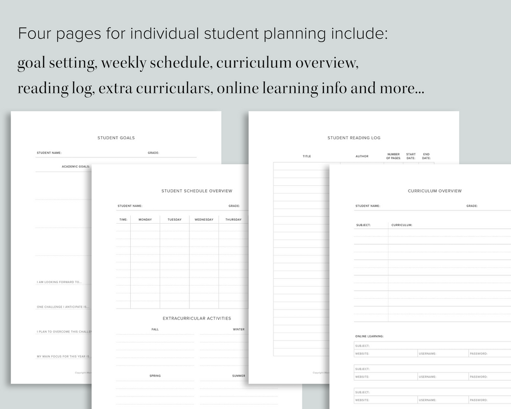 Homeschool Curriculum Planner