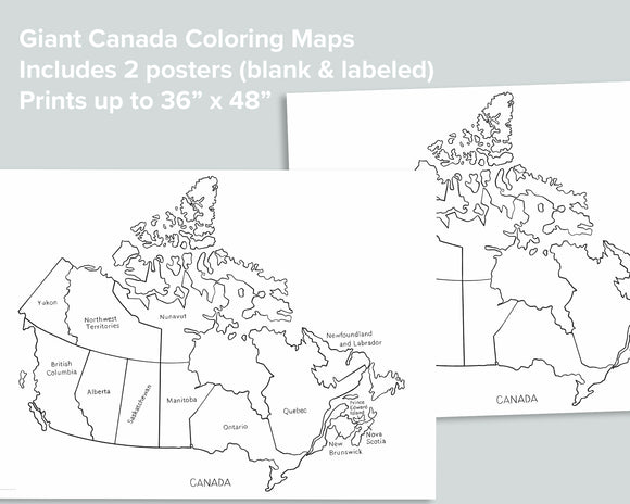 Giant Canada Map Coloring Poster