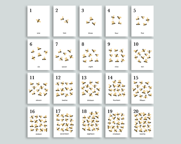 Bee Counting Cards 1-20