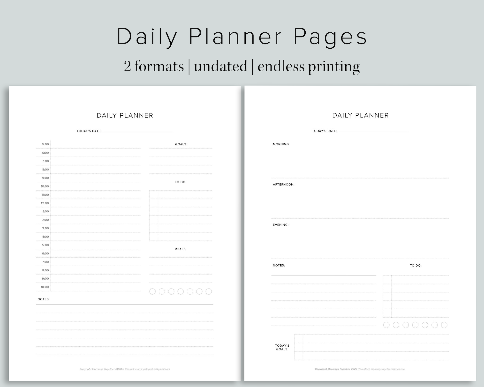 Minimalist Daily Undated Planner
