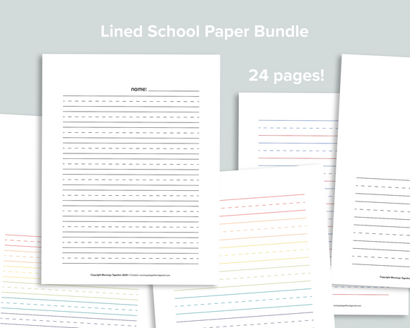 Lined School Paper Pages
