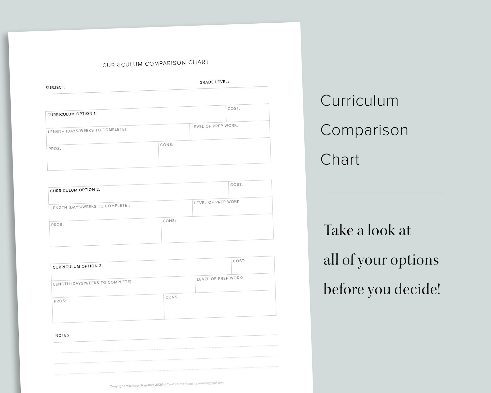 Homeschool Curriculum Planner